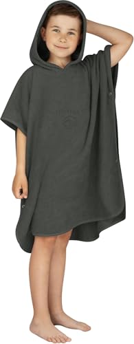 normani Kinder-Badeponcho Strandponcho - Handtuch-Poncho aus 100% natürlicher Bio-Baumwolle Handtuch Cape Badetuch mit Kapuze für Jungen und Mädchen 2-13 Jahre Farbe Schwarz Größe 75 x 90 cm von normani
