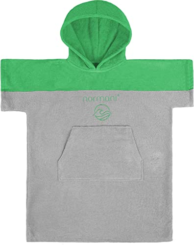 normani Kinder Badeponcho - Strandponcho aus Bio-Baumwolle - Handtuch-Poncho mit Kapuze für Jungen und Mädchen von 0-13 Jahren - Bademantel aus schadstofffreiem Material Farbe Grün Größe 6-9 Jahre von normani