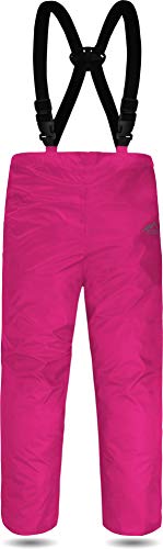 normani Kinder Kids Regenhose Latzhose mit Hosenträgern wasserdichte Matschhose für Jungen und Mädchen Farbe Pink Größe XS von normani