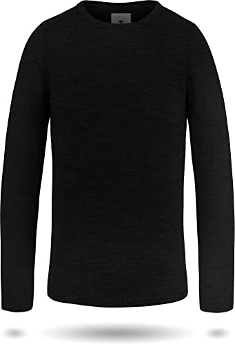 Kinder Merino Langarm Shirt Ski-Unterhemd Thermounterwäsche Funktionsshirt aus 100% Bio-Merinowolle für Junge und Mädchen Farbe Schwarz Größe 110-116 von normani