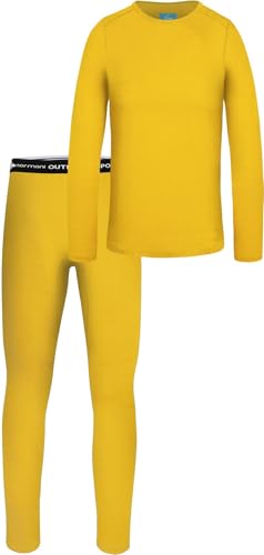 normani Kinder Merino Thermounterwäsche aus 100% Bio-Merinowolle Sportunterwäsche Ski-Funktionsunterwäsche Winter SkiSet Langarmshirt und Unterhose für Jungen und Mädchen Farbe Gelb Größe 86-92 von normani