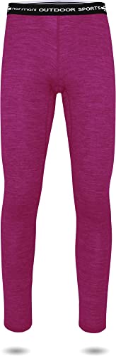 normani Kinder Merino Unterhose Kinderhose Skihose Thermounterhose Funktionshose Thermounterwäsche Baselayer aus 100% Bio-Merinowolle für Junge und Mädchen Farbe Fuchsia Größe 110-116 von normani