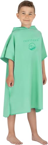 normani Kinder Mikrofaser Badehandtuch Strandtuch Badeponcho mit Kapuze aus 80% recyceltem Material für Jungen und Mädchen von 2-13 Jahren Farbe Minze Größe 6-9 Jahre von normani