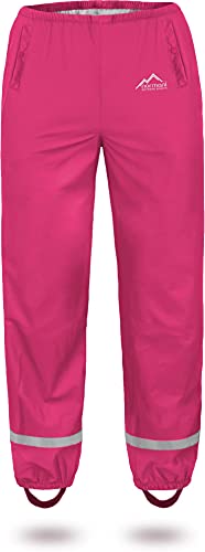 normani Kinder-Regenhose 2-Wege-Stretch Überziehhose Unisex für Jungen und Mädchen ungefüttert - Wasserdicht (Wassersäule: 5000 mm, Winddicht und Atmungsaktiv Farbe Fuchsia Größe 128 von normani
