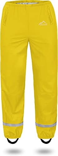normani Kinder-Regenhose 2-Wege-Stretch Überziehhose Unisex für Jungen und Mädchen ungefüttert - Wasserdicht (Wassersäule: 5000 mm, Winddicht und Atmungsaktiv Farbe Gelb Größe XL/158-164 von normani