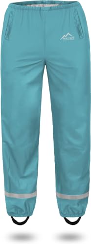 normani Kinder-Regenhose 2-Wege-Stretch Überziehhose Unisex für Jungen und Mädchen ungefüttert - Wasserdicht (Wassersäule: 5000 mm, Winddicht und Atmungsaktiv Farbe Pastelblau Größe 122 von normani