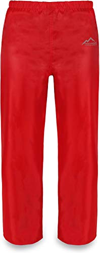 normani Kinder Regenhose Matschhose Überziehhose ungefüttert - 100% Wasser -und Winddicht Farbe Rot Größe M/134-140 von normani