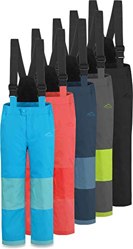 normani Kinder-Skihose mit abnehmbaren Hosenträgern Thermohose Winterhose Schneehose für Junge und Mädchen gefüttert - Wasserdicht: Wassersäule 11000 mm Winddicht Farbe Rot Größe XS/110-116 von normani