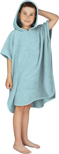normani Kinder-Badeponcho Strandponcho - Handtuch-Poncho aus 100% natürlicher Bio-Baumwolle Handtuch Cape Badetuch mit Kapuze für Jungen und Mädchen 2-13 Jahre Farbe Blau Größe 75 x 90 cm von normani