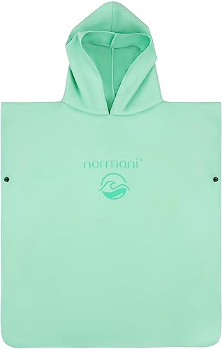 normani Kinder Surfponcho - Strandponcho - Badeponcho aus 80% recyceltem Polyester Handtuch Cape Badetuch mit Kapuze für Jungen und Mädchen ab 2 Jahren Farbe Minze Größe 60 x 60 cm von normani