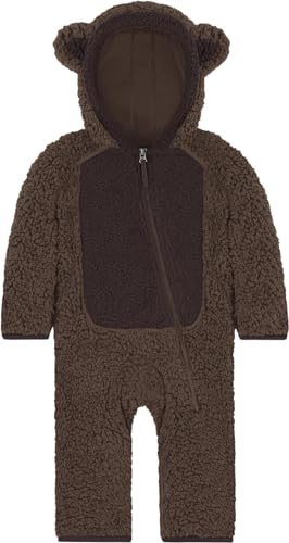 normani Kinder Teddy Overall Unisex Jumpsuit Strampler Fleece Winteranzug mit Kapuze für Junge und Mädchen Farbe Dunkelbraun Größe 18-24 Monate von normani