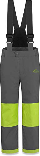 normani Kinder Thermohose Winterhose Skihose - Wasserdicht 11000 mm - für Jungen und Mädchen mit abnehmbaren Hosenträgern, verstärkten Knie- und Gesäßbereich Farbe Grau/Grün Größe 152 von normani