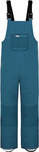 normani Kinder Winterhose mit Hosenträgern für Junge und Mädchen - gefütterte Latzhose mitTrägern - wasserdichte Skihose Schneehosen mit Schneegamaschen Farbe Navy Größe 146-152 von normani