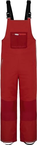 normani Kinder Winterhose mit Hosenträgern für Junge und Mädchen - gefütterte Latzhose mitTrägern - wasserdichte Skihose Schneehosen mit Schneegamaschen Farbe Rot Größe 134-140 von normani