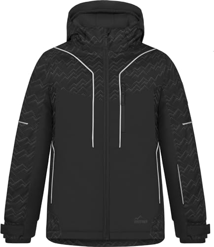 normani Kinder Winterjacke Wasserdichte Skijacke mit abnehmbarer Kapuze Thermojacke Funktionsjacke für Junge und Mädchen Farbe Schwarz Größe 170-176 von normani