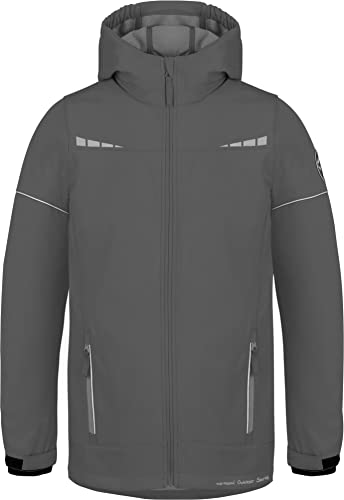 normani Kinder Winterjacke Wasserdichte Softshelljacke Skijacke Übergangsjacke Outdoorjacke mit Kapuze für Junge und Mädchen - Wassersäule: 11.000 mm Farbe Anthrazit Größe 158-164 von normani