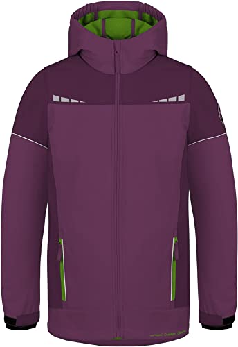 normani Kinder Winterjacke Wasserdichte Softshelljacke Skijacke Übergangsjacke Outdoorjacke mit Kapuze für Junge und Mädchen - Wassersäule: 11.000 mm Farbe Lila/Violett/Grün Größe 170-176 von normani