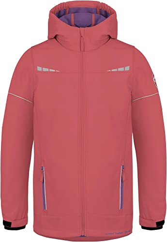 normani Kinder Winterjacke Wasserdichte Softshelljacke Skijacke Übergangsjacke Outdoorjacke mit Kapuze für Junge und Mädchen - Wassersäule: 11.000 mm Farbe Rose Größe 122-128 von normani