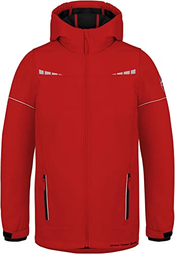 normani Kinder Winterjacke Wasserdichte Softshelljacke Skijacke Übergangsjacke Outdoorjacke mit Kapuze für Junge und Mädchen - Wassersäule: 11.000 mm Farbe Rot Größe 110-116 von normani