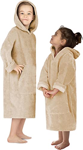 normani Kinder Langarm Badeponcho - Frottee Kapuzenhandtuch für Jungen und Mädchen Farbe Beige Größe 0-2 Jahre von normani