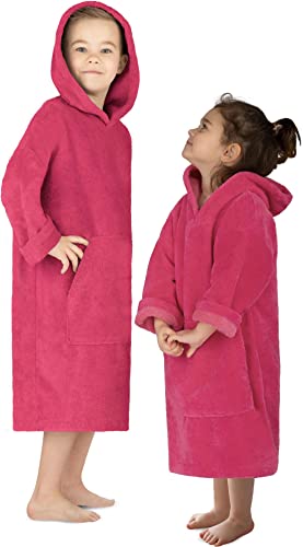 normani Kinder langarm Badeponcho - Frottee Kapuzenhandtuch für Jungen und Mädchen Farbe Pink Größe 10-13 Jahre von normani