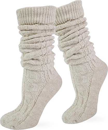 normani Kurze oder Lange Trachtensocken Trachtenstrümpfe Zopf Muster Socken meliert Farbe Naturmelange extra lang Größe 35/38 von normani