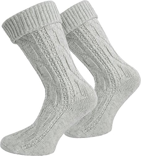 normani Kurze oder Lange Trachtensocken Trachtenstrümpfe Zopf Muster Socken meliert Farbe Silbermelange Größe 39/42 von normani