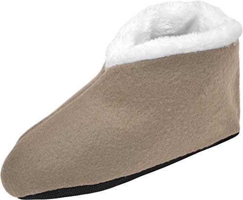 normani Kuschelweiche und sehr warme Herren Slippers Hausschuhe aus Fleece mit ABS Sohle Farbe Beige Größe 39-42 EU von normani