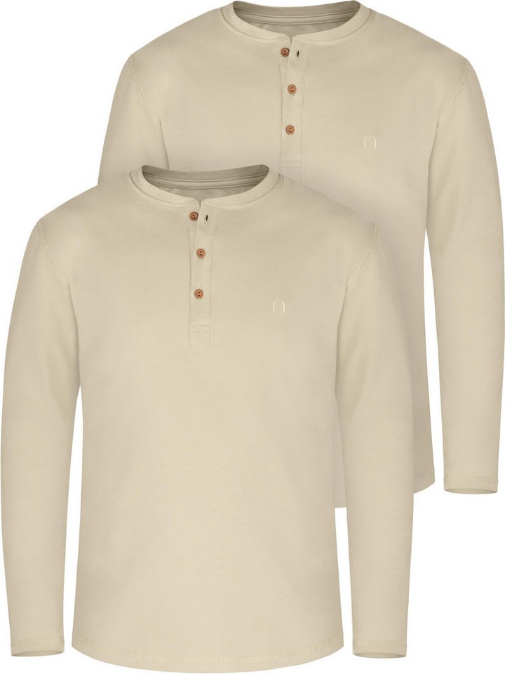 normani Langarmshirt 2er Set Herren Langarm Shirts aus Bio-Baumwolle Basic Henley Shirt für Männer GOTS-zertifiziert von normani