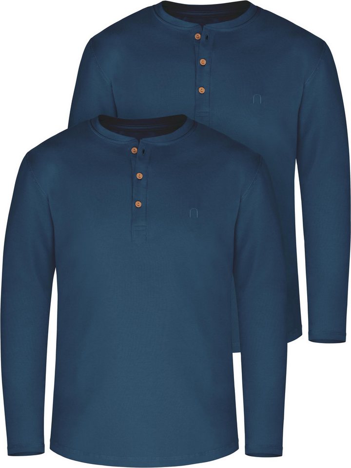 normani Langarmshirt 2er Set Herren Langarm Shirts aus Bio-Baumwolle Basic Henley Shirt für Männer GOTS-zertifiziert von normani