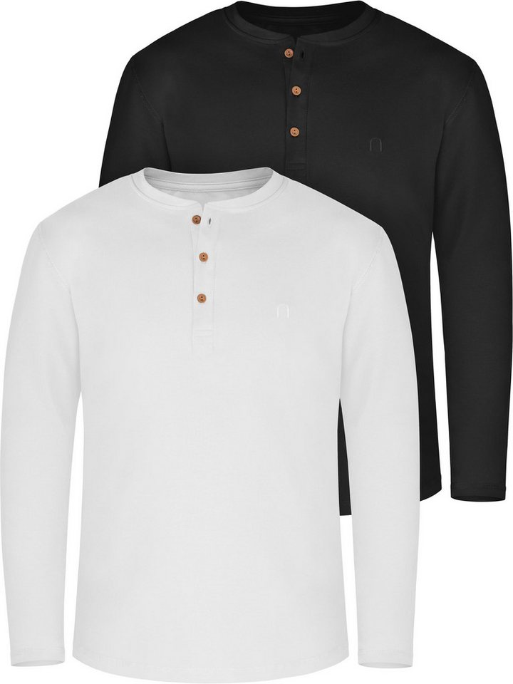 normani Langarmshirt 2er Set Herren Langarm Shirts aus Bio-Baumwolle Basic Henley Shirt für Männer GOTS-zertifiziert normani Langarmshirt 2er Set Herren Langarm Shirts aus Bio-Baumwolle Basic Henley Shirt für Männer GOTS-zertifiziert von normani