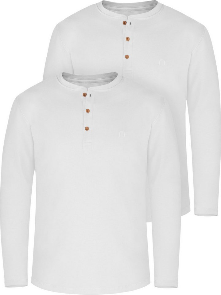 normani Langarmshirt 2er Set Herren Langarm Shirts aus Bio-Baumwolle Basic Henley Shirt für Männer GOTS-zertifiziert von normani