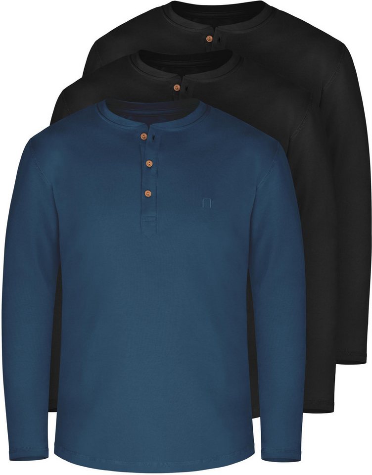 normani Langarmshirt 3er Set Herren Langarm Shirts aus Bio-Baumwolle Basic Henley Shirt für Männer GOTS-zertifiziert normani Langarmshirt 3er Set Herren Langarm Shirts aus Bio-Baumwolle Basic Henley Shirt für Männer GOTS-zertifiziert von normani