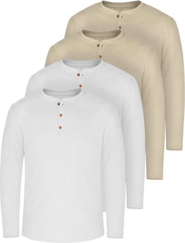 normani Langarmshirt 4er Set Herren Langarm Shirts aus Bio-Baumwolle Basic Henley Shirt für Männer GOTS-zertifiziert von normani