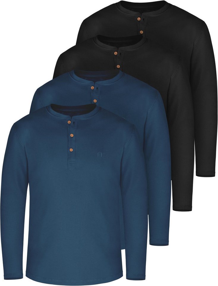 normani Langarmshirt 4er Set Herren Langarm Shirts aus Bio-Baumwolle Basic Henley Shirt für Männer GOTS-zertifiziert normani Langarmshirt 4er Set Herren Langarm Shirts aus Bio-Baumwolle Basic Henley Shirt für Männer GOTS-zertifiziert von normani