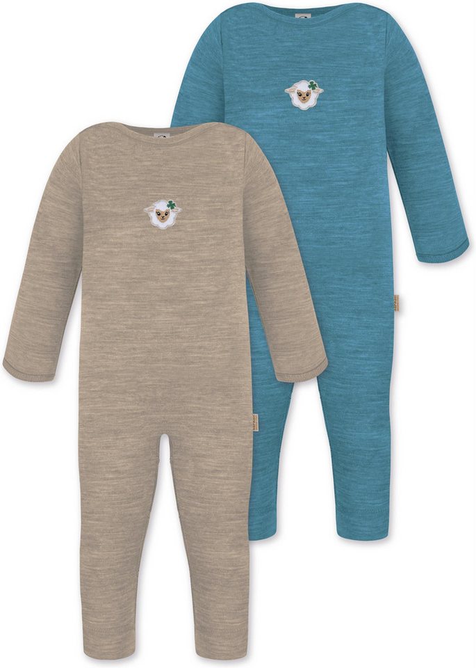 normani Langarmwickelbody 2er Pack Baby Merino Strampler „Tangoio" Woll Overall Strampler Einteiler Strampleranzug Schlafanzug von normani