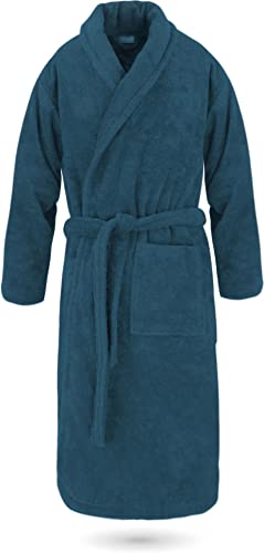 normani Luxus Bademantel | Saunamantel Flee 450 g/sm aus 100% Baumwolle für Damen und Herren in XS-6XL Farbe Marine Größe 5XL von normani