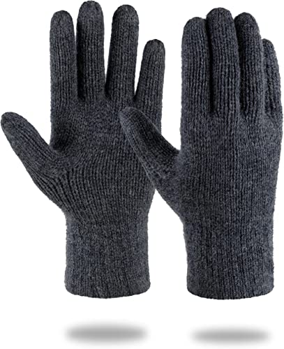 normani Merinohandschuhe Wollhandschuhe Outdoor Winterhandschuhe Strickhandschuhe Fingerhandschuhe aus 100% Merinowolle für Damen und Herren Farbe Grau Größe L/XL von normani
