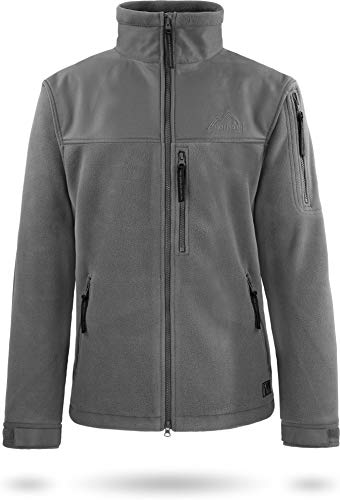 normani OUTDOOR SPORTS Tactical Fleecejacke mit 4 Reißverschlusstaschen 320 g/m² Fleece Outdoorjacke Windbreaker, warme Winterjacke - Widnddicht Farbe Anthrazit Größe XL von normani
