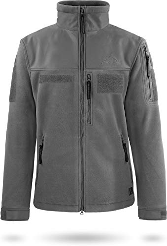 normani OUTDOOR SPORTS Tactical Fleecejacke mit 4 Reißverschlusstaschen 320 g/m² Fleece Outdoorjacke Windbreaker, warme Winterjacke - Widnddicht Farbe Anthrazit-Tilrem Größe L von normani