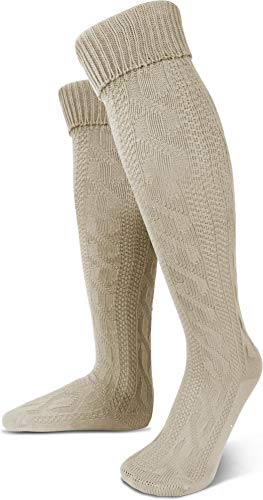 normani Oktoberfest Trachtenkniestrümpfe oder Trachtensocken mit Umschlag Größen wählbar Farbe Naturmelange extra lang Größe 35/38 von normani