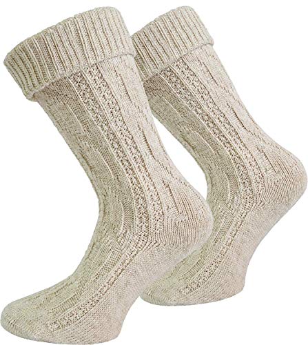 normani Oktoberfest Trachtenkniestrümpfe oder Trachtensocken mit Umschlag Größen wählbar Farbe Naturmelange kurz Größe 39/42 von normani