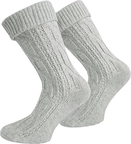 normani Oktoberfest Trachtenkniestrümpfe oder Trachtensocken mit Umschlag Größen wählbar Farbe Silbermelange kurz Größe 39/42 von normani