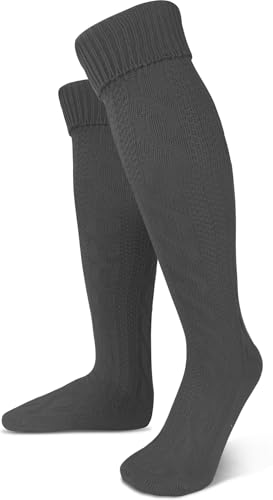 normani Oktoberfest Trachtenkniestrümpfe oder Trachtensocken mit Umschlag in verschiedenen Farben und Größen wählbar Farbe Anthrazit extra lang Größe 39/42 von normani