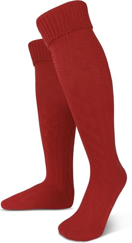 normani Oktoberfest Trachtenkniestrümpfe oder Trachtensocken mit Umschlag in verschiedenen Farben und Größen wählbar Farbe Rot extra lang Größe 47/50 von normani