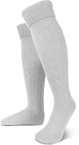 normani Oktoberfest Trachtenkniestrümpfe oder Trachtensocken mit Umschlag in verschiedenen Farben und Größen wählbar Farbe Weiß extra lang Größe 39/42 von normani