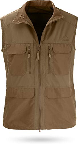 normani Outdoor Weste Freizeitweste Safariweste mit Sonnenschutz 50+ und vielen praktischen Taschen Farbe Braun Größe M von normani