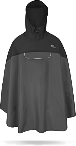 normani Premium Wasserdichter Regenponcho Poncho mit Kapuze und seitlichen Einschubtaschen - KleinesPackmaß - Fahrradponcho Regenmantel Unisex (S-3XL) Farbe Schwarz/Anthrazit Größe L/XL von normani