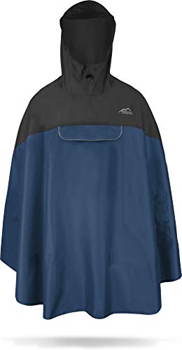 normani Premium Wasserdichter Regenponcho Poncho mit Kapuze und seitlichen Einschubtaschen - KleinesPackmaß - Fahrradponcho Regenmantel Unisex (S-3XL) Farbe Schwarz/Navy Größe L/XL von normani