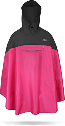 normani Premium Wasserdichter Regenponcho Poncho mit Kapuze und seitlichen Einschubtaschen - KleinesPackmaß - Fahrradponcho Regenmantel Unisex (S-3XL) Farbe Schwarz/Pink Größe XXL/3XL von normani